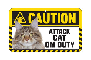 Maine Coon Cat Caution Sign
