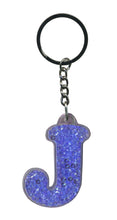 Load image into Gallery viewer, Initial J Blue Itzy Glitzy Keyring