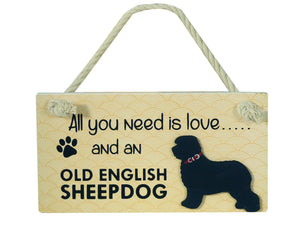 Old English Sheepdog Wooden Pet Sign