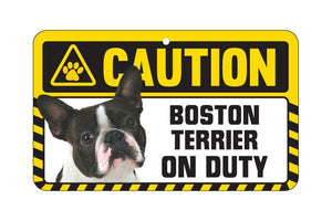 Boston Terrier Caution Sign