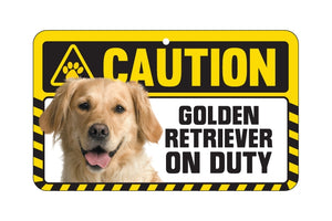 Golden Retriever Caution Sign