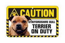 Load image into Gallery viewer, Staffordshire Bull Terrier Brown Caution