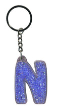 Load image into Gallery viewer, Initial N Blue Itzy Glitzy Keyring