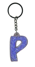 Load image into Gallery viewer, Initial P Blue Itzy Glitzy Keyring