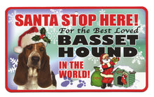 Load image into Gallery viewer, Basset Hound Santa Stop Here Pet Sig