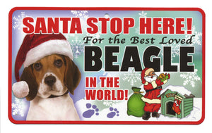 Beagle Santa Stop Here Pet Sign