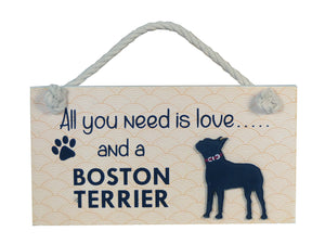 Boston Terrier Wooden Pet Sign