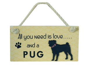 Pug Wooden Pet Sign