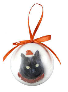 XPB023 - Christmas Cat Black  Bauble